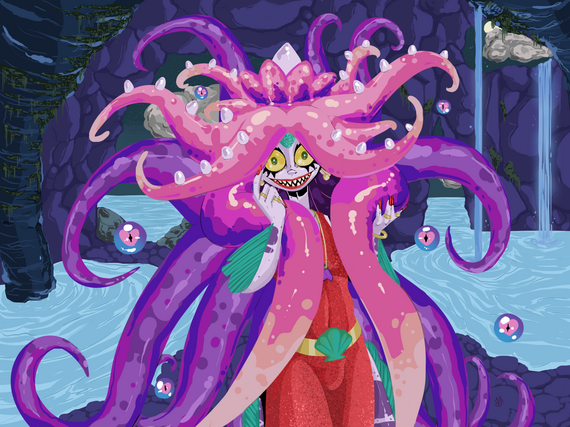 a personal piece inspired by Scylla from Hades 2 and the pokemon Mareanie!